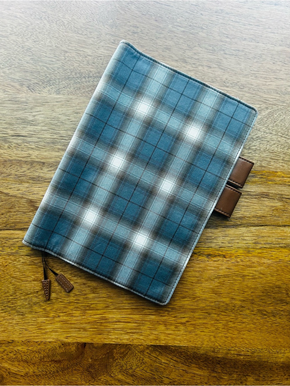 Hobonichi A5 Planner Cover Blue Plaid + Clear Cover NEW